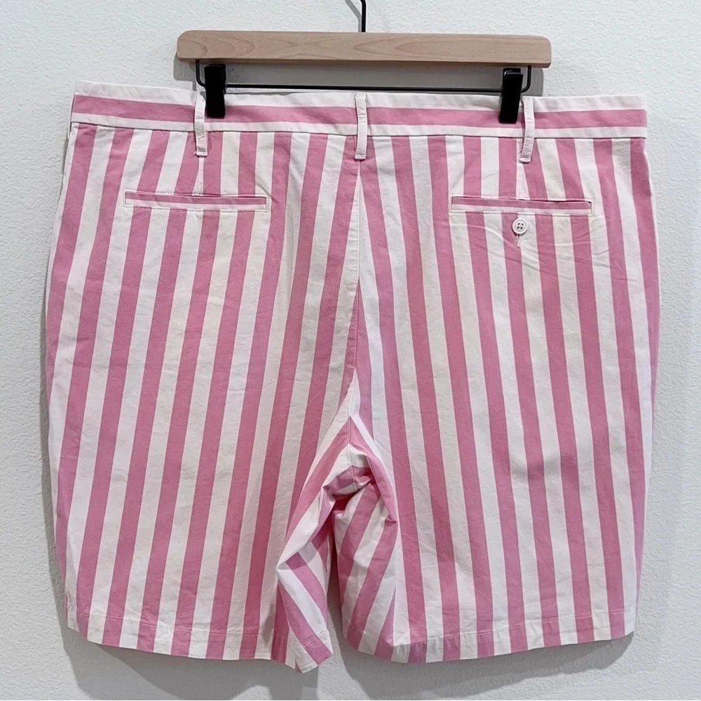 LANDS' End Pink Striped Classic Fit Stretch Knockabout Chino Shorts Size 42